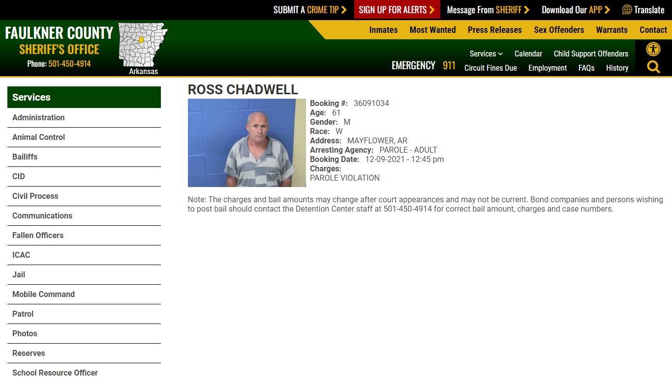 View Roster - Ross Chadwell - Faulkner County Sheriff's Office